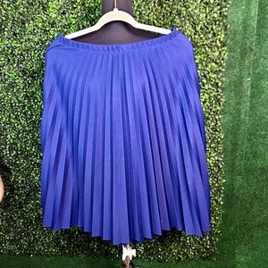 Blue pleated midi skirt